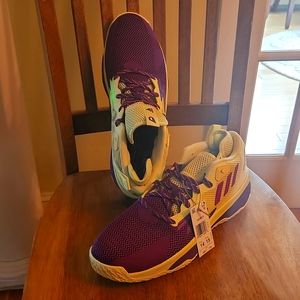 SIZE 14 Adidas Dame 8 Basketball Shoes-Glory Purple/Signal Green BRAND NEW